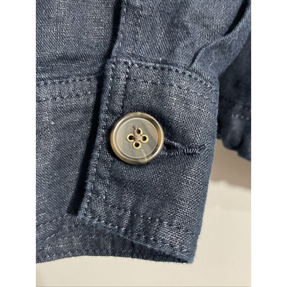 Talbots Plus Petite 1X  Blue Linen Jacket Lightweight Workwear Coastal - Picture 4 of 15